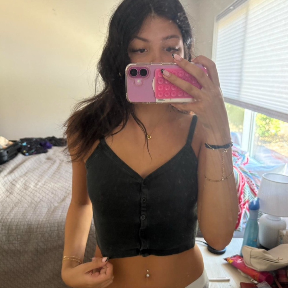 Black Button-Up Women's Top
